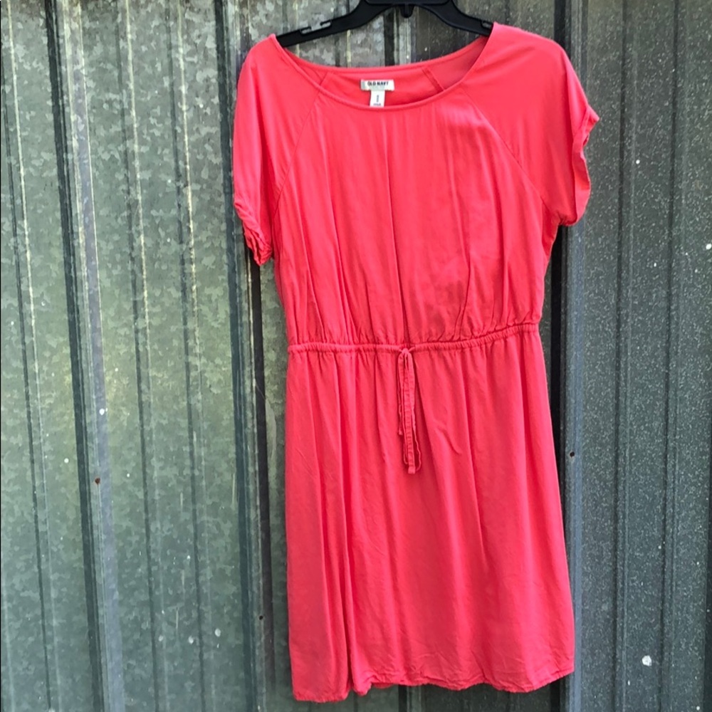 Old Navy Coral Short Sleeve Lined Dress with tie